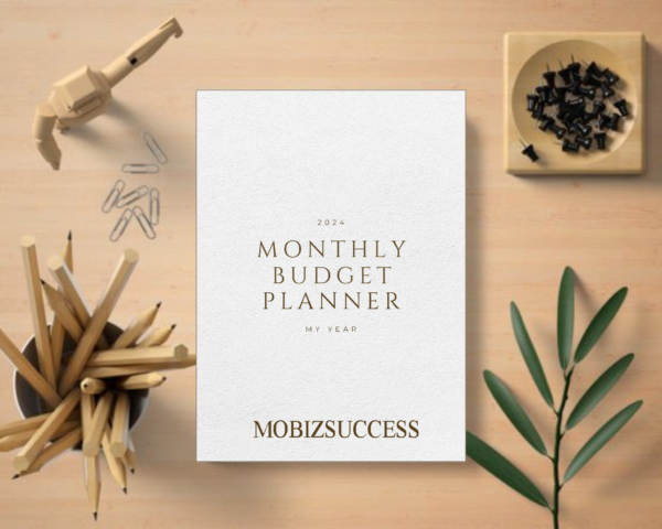 2024 Monthly Budget Planner with elegant minimal cover design for financial planning.