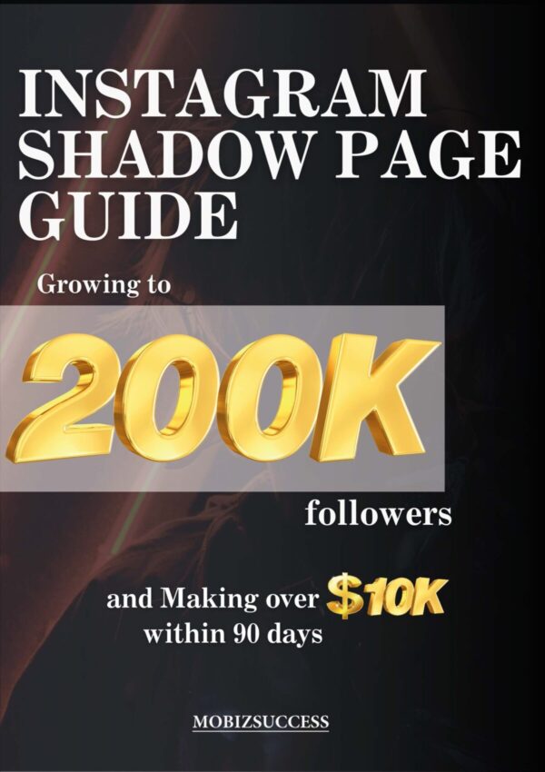 Cover of the Instagram Shadow Page Money Guide, showing strategies to grow followers and make money.